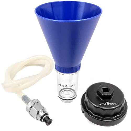 APSG Automotive Engine Oil Funnel + Oil Filter Wrench + Drain Hose | Compatible with Toyota Lexus Scion Vehicles | No-Spill Oil Change Kit