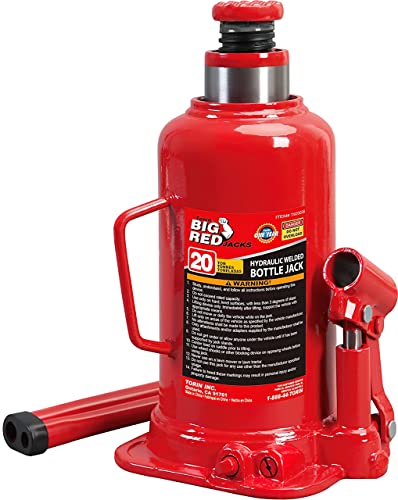 BIG RED T92003B Torin Hydraulic Welded Bottle Jack, 20 Ton (40,000 lb) Capacity, Red - color: Red, size: 20 Ton (40,000 lbs), style: 20 Ton (40,000 lbs)
