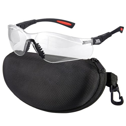 xaegistac Shooting Glasses Anti Fog -Shooting Range Eye Protection | Adjustable Safety Glasses with Z87.1 Certificated Impact Reistance - color: Black Orange Frame Clear Lens
