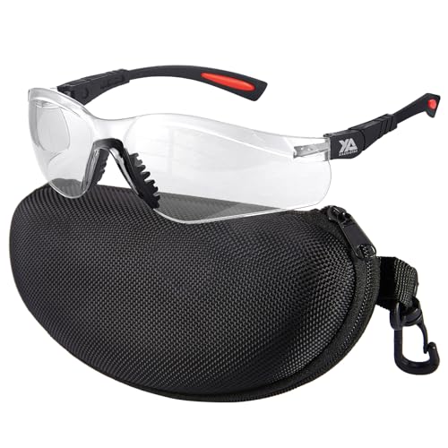 xaegistac Shooting Glasses Anti Fog -Shooting Range Eye Protection | Adjustable Safety Glasses with Z87.1 Certificated Impact Reistance - color: Black Orange Frame Clear Lens