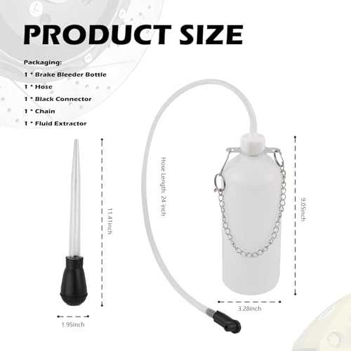 Brake Bleeder Kit with 1L Brake Bleeder Bottle & 30ml Fluid Extractor,One Person Brakes Fluid Bleeders Kit for Quick Brakes Fluids Replacement,Universal Break Bleeders Kits