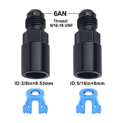EVIL ENERGY 6AN Male to 3/8" & 5/16" SAE Quick-Disconnect Female Push-On EFI Fuel Rail Fitting 2PCS - size: 6AN to 3/8 & 5/16