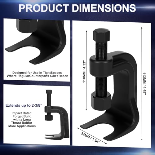 BBTO Ball Joint Puller Lower Ball Joint Separator Tool Adjustable Removal Tools for Balls with 2-3/8" Max Opening,Compatible with 3/4" Socket or Wrench for Cars, Trucks, SUVs
