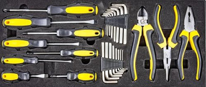 JEGS 170-Piece Mechanic's Tool Set - Includes Black Powder Coated Steel Toolbox, Sockets, Extenders, Ratchets, Wrenches, Screwdrivers, Pliers & Bits