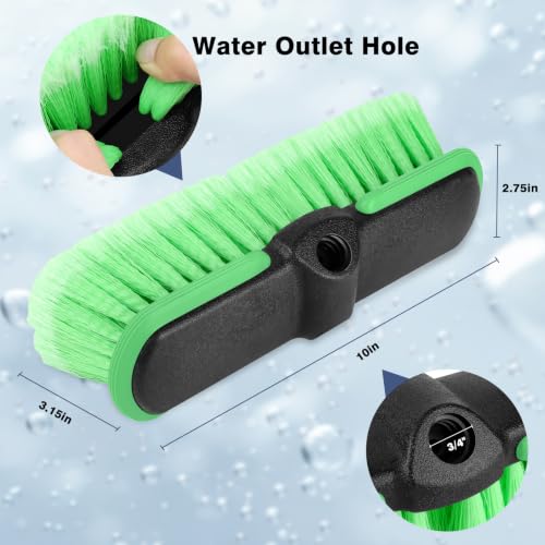 Car Wash Brush Head 10", Soft Bristle Car Cleaning Brush Srub Brush Attachment for Extension Pole, Outdoor Cleaning Tool for Window, Wall, Floor, Deck, Patio （4 Pack） - size: 4 Pack