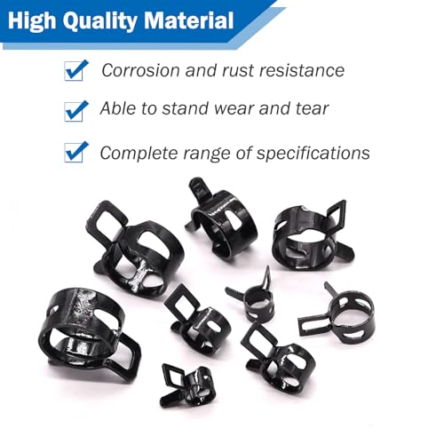 Tnisesm 81Pcs Spring Band Hose Clamps Assortment Kits with Hose Clamp Pliers Silicone Vacuum Hose Pipe Clamp 7mm 9mm 10mm 11mm 14mm 15mm 16mm 18mm Low Pressure Air Clip Clamp - size: 81Pcs-8 Sizes+Plier
