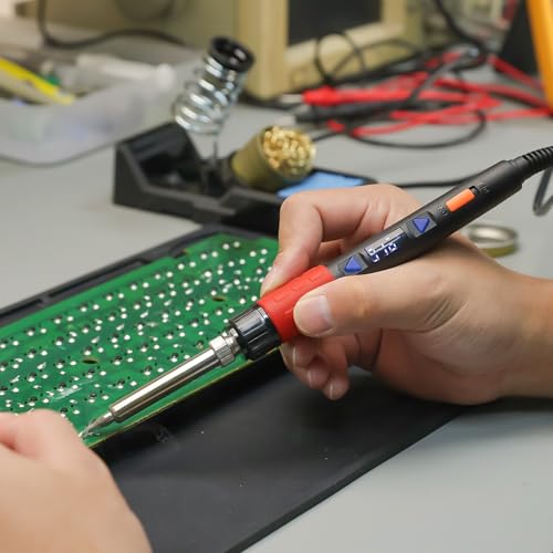 YIHUA 928D-III Soldering Iron,110W High Power, Fully Digital Display °F /°C- Temperature Control Soldering Tool, Accurate 194~896°F, with ON/OFF Switch, Iron Tip, Brass Wool, Automatic Sleep Mode - style: Advanced Style - Digital Iron (High Power)