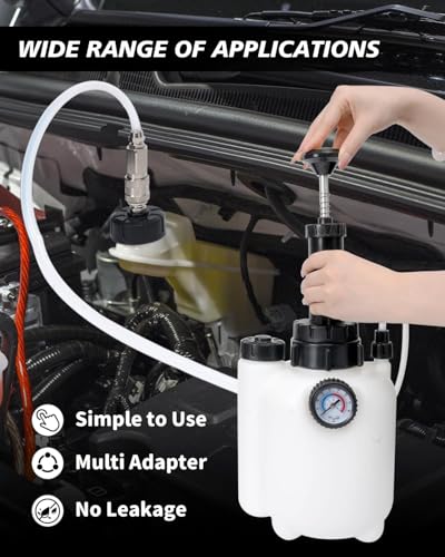 Brake Bleeder Kit with 3L Pressure Pump | 1L Catch Bottle, Fluid Dropper, Upgraded Adapters (43.5/45/49.5/50.7mm), Master Cylinders, One-Person Use