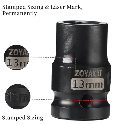 13mm Socket 1/2" Drive Shallow 6 Point CR-MO Metric Impact Socket - size: 13mm, style: 1/2" Drive Standard