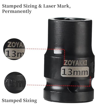 13mm Socket 1/2" Drive Shallow 6 Point CR-MO Metric Impact Socket - size: 13mm, style: 1/2" Drive Standard