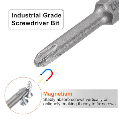 HARFINGTON 5pcs #1 Phillips Screwdriver Bit PH1 1/4" Hex Shank 2" (50mm) Long Magnetic S2 Steel Industrial Grade Screw Driver Bit Cross Head Electric Drill Bits 0.177" (4.5mm) Rod - size: PH1 x 50mm x 4.5mm