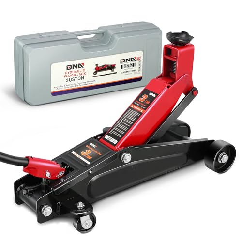 DNA Motoring 3 Ton Low Profile Floor Jack, 3 tons (6000 lbs) Capacity Fast Lift Hydraulic Trolley Service/Floor Jack, 7.7-21" Lifting Range, Red, TOOLS-00674-RD - color: Red, style: 3 ton