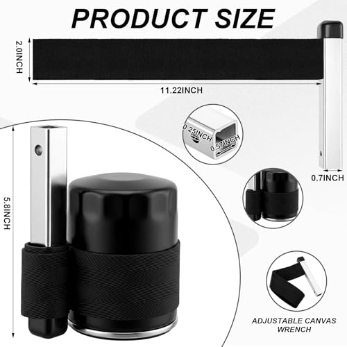 Lothee 2 Pack Oil Filter Strap Wrench Adjustable 1/2" Drive Strap Wrench with Anti-slip Nylon Belt Universal Oil Filter Removal Tool for Car Motorcycle Semi Truck Small Engine