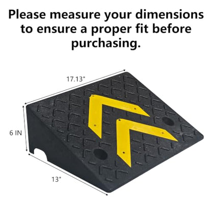 Rubber Curb Ramp, 6" Rise Height 2 Pack, Heavy-Duty 11000 lbs/5 T Capacity Threshold Ramps for Sidewalks, 17.13" L x 13" W Driveway Curb ramps with Deepened Anti-Slip Texture for Cars - size: 6" Rise Height