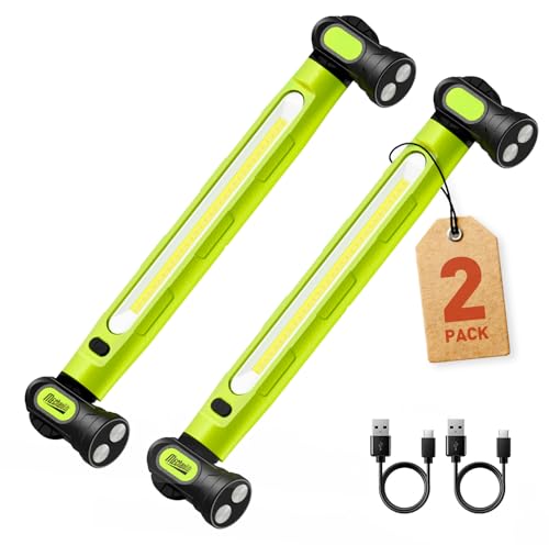 2Pack MechaniLite Under Hood Work Light Bar, 3000LM LED Magnetic Light Bar with Hooks, 5200mAh Cordless Rechargeable Hood Light for Mechanic/Car Repairing/Garage-Green - color: Green