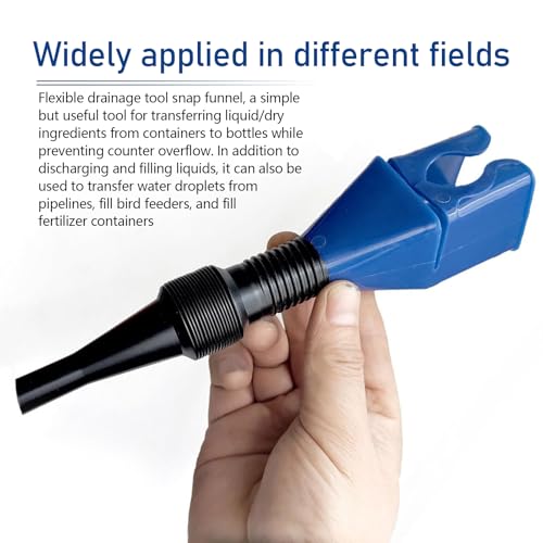 Blue Plastic Automotive Funnels, Portable Small Flexible Funnel with Hose for Oil Transfer, Universal for Most Cars, Motorcycle (2-Pack)