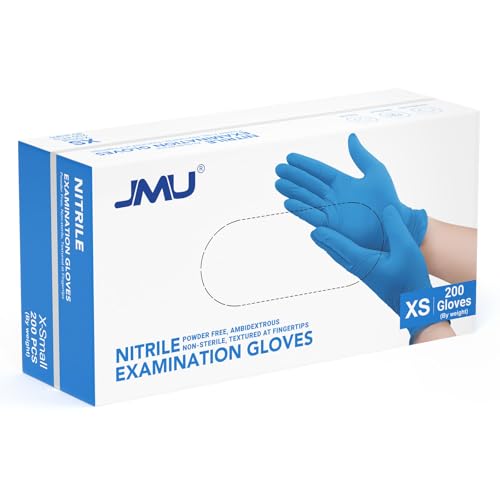 JMU 3.5 Mil Medical Nitrile Exam Gloves Disposable Latex-Free, XSmall - Blue (200 Pcs) - size: XSmall