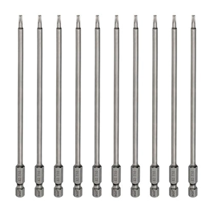 HARFINGTON 10pcs T10 Torx Head Screwdriver Bit 1/4" Hex Shank 6" (150mm) Long Magnetic No Hole Tip Tamper Proof 6 Point Star Screw Driver Drill Bits S2 Steel Industrial Power Screwdrivers - size: T10 x 6"