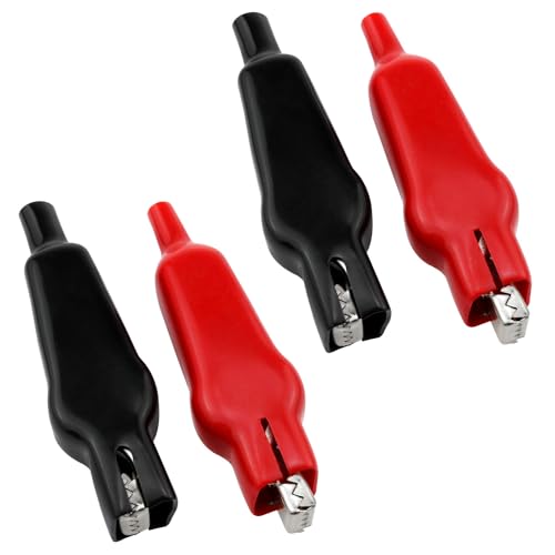 20A Insulated Alligator Clips Electric Circuit Test Alligator Clips Heavy Duty Alligator Clip Experimental Jacket Test Clip (2 Black, 2 Red) -4PCS