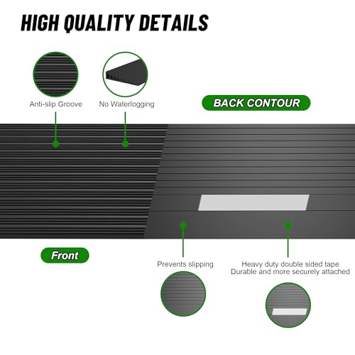 1.6" Rise Threshold Ramps for Doorways, 2000 Lbs Load Capacity, 35.5" Wide Natural Rubber Power Wheelchair Ramp is Adjustable and Cuttable for Doorways, Curb, Sweeper, Power Scooters, Bathroom - size: 1.6" Rise