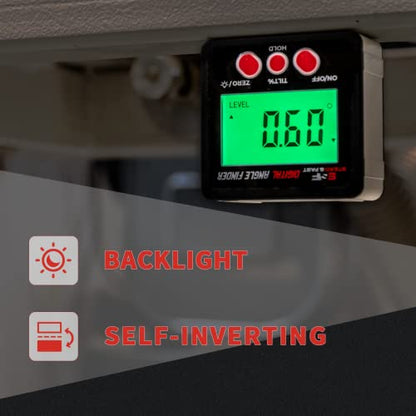 S&F STEAD & FAST Digital Angle Finder Magnetic with Case & Backlit LCD | Self-inverting display, ±0.2° accuracy, Absolute & Relative, Hold & Zero, Auto-off, IP54, for Woodworking & Construction - color: Black