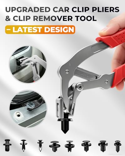 4Pcs Car Clip Pliers with 2 Fastener Removal Tool, Auto Fastener Clip Removal Pliers, Panel Clip Removal Tool for Automotive Plastic Fasteners, Push Pin & Door Trim, Damage-Free Disassembly