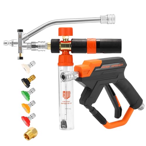 RIDGE WASHER Mini Foam Cannon Gun with Dual Connector, 100 ML | No Dilution Required, 1/4" Quick Connect, 4000 PSI - size: 100 ML