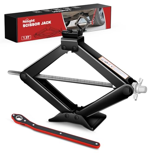 Nilight Scissor Jack for Car 1.5 Ton(3307 lbs), Heavy Duty Steel Scissor Lift Jack Car Kit with Ratchet Wrench for Sedan SUV MPV Tire Changing, 3.9''-13.6'' Lifting Range Portable Small Jack Black - size: 1.5T with Ratchet Wrench, Black