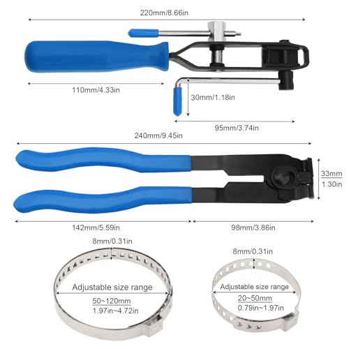 Heavy Duty Anti-Skid CV Joint Boot Clamp Pliers Kit with 10 Crimp Bands - Automotive Hose Axle Plier CV Clamp Tool for Most Cars (Blue) - color: Blue