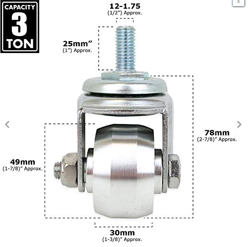 Aluminum Racing Floor Jack Casters, 3 Ton, 2 Piece Set, Quality Replacement Parts for Repiars