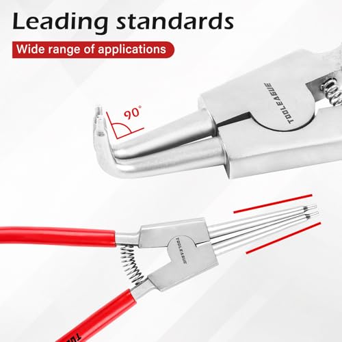 TOOLEAGUE 4 Pcs Mini Snap Ring Pliers Set, Circlip Pliers, 5 inches Internal/External Heavy Duty for Ring Remover Retaining Straight Bent Lock Ring Pliers Set - size: 5 inches (Bent/Straight, Internal/External, 4Pcs)
