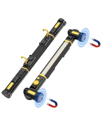 Magnetic Work Light, 5200mAh Rechargeable LED Work Light Bar, 3000 Lumens Bright Under-Hood Mechanic Light for Car Repairing/Inspection/Garage/Workshop/Emergency (1 Pack, Black-Yellow) - color: Black-Yellow