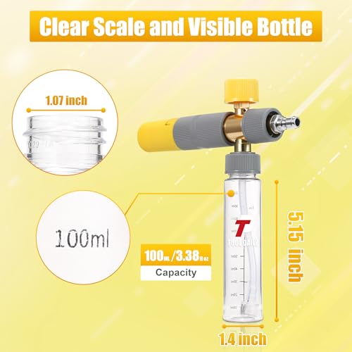 Tool Daily Foam Cannon, Small Foam Cannon for Pressure Washer, 5 Power Washer Nozzle Tips, 1/4 Inch Quick Connect - size: 100 ml