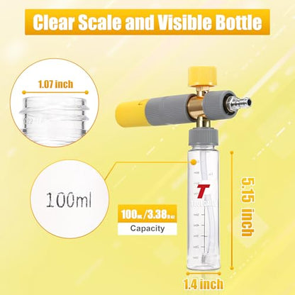 Tool Daily Foam Cannon, Small Foam Cannon for Pressure Washer, 5 Power Washer Nozzle Tips, 1/4 Inch Quick Connect - size: 100 ml