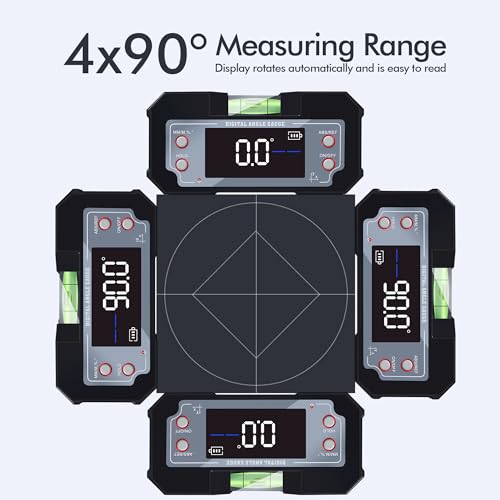 3-in-1 Digital Angle Gauge Inclinometer with Magnetic Base Dual-Axis (XY Axis) Bevel Angle Finder Backlight Display High Accuracy IP54 Waterproof for Woodworking Saw Blade Alignment & DIY Projects