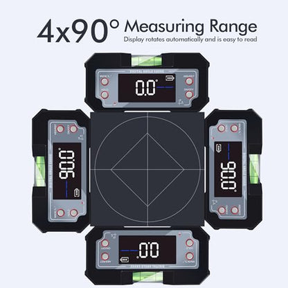 3-in-1 Digital Angle Gauge Inclinometer with Magnetic Base Dual-Axis (XY Axis) Bevel Angle Finder Backlight Display High Accuracy IP54 Waterproof for Woodworking Saw Blade Alignment & DIY Projects