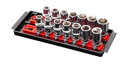 Ernst Manufacturing 8-Inch Socket Boss, 2-Rail Socket Tray, Red - 1/2" Drive Twist-Lock Organizer, Made in the USA - color: Red, size: 2-Rail, style: 1/2" Drive