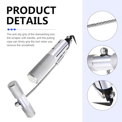 Windshield Removal Tool, Carbon Steel Windscreen Trim Remover, Professional Effort-saving Windshield Removal Tool kit with Non-slip Handle, Universal for Most Vehicles (Silver)