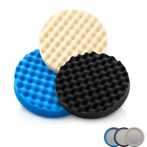 3-in-1 8 inch Buffing Polishing Pads with Grooves for Car Orbital Buffer | Used on car Rvs& other surface,Easy to attach, Can wash,Compatible with 8-inch track/DA polisher