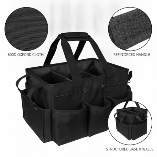 Fits Standard Spray Bottles Cleaning Caddy, Portable 600D Oxford Tool Organizer with Handle for Home and Car Detailing