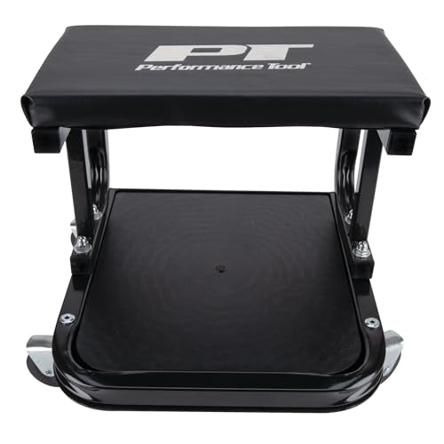 Performance Tool W85007 C-Frame Creeper Rolling Work Seat with Tool Tray for Mechanic Garages and Workshops, Black, 11.5 x 12.5-inch Tray - style: C-Frame Seat