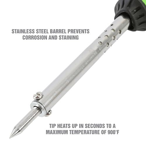 OEMTOOLS 24761 60 Watt Soldering Iron with Metal Stand, Green and Black, Automotive Solder Iron with Pencil Tip Soldering Iron Attachment - style: 60 Watt