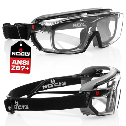 NoCry Clear Safety Goggles Over Glasses — for Men & Women With Gasket, UV380, Anti Fog Panoramic Vented Lenses — ANSI Z87.1 Eye Protection For Construction, Dust And Lab Goggles Adult - style: Overspecs Goggles