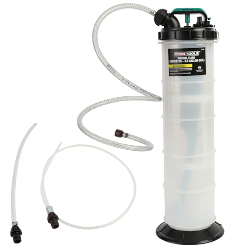 OEMTOOLS Manual Fluid Extractor Pump, 9.5L Oil Extractor Pump, 5ft Hose | 41" Extended Dipstick Hose Adapters, Oversized Handle, Overflow Shutoff Valve, Leak Proof Bottom for Low Viscosity Fluids - size: 9.5 Liter