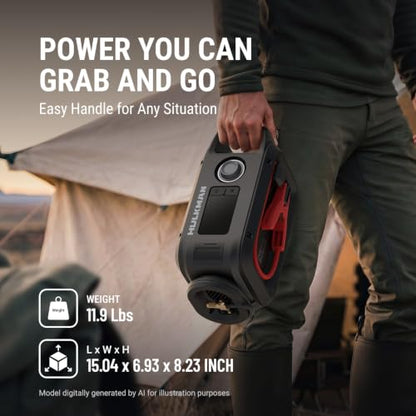 HULKMAN Alpha Storm, 2500A 4-in-1 Smart Jump Starter with Air Compressor,12V Jump Box for Car Battery Portable (9.0L Gas/6.5L Diesel),120PSI Tire Inflator, IPS Display, for Pickup Trucks,SUVs & RVs