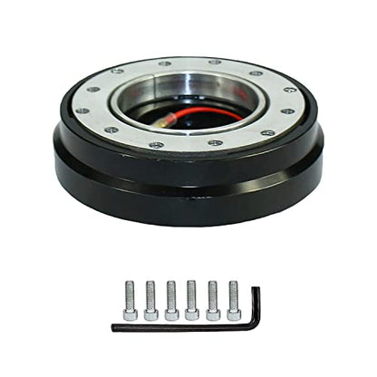 Universal 6 Hole Slim Steering Wheel Quick Release Hub Adapter Snap Off Boss kit for Race/Rally/Motorsport (Black)