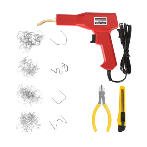 Zpana Car Plastic Welder, Portable Vehicle Hot Staples Weld Gun with 4 Types Staplers & Carry Case, Automotive Bumper Repair Welder Kit, Universal for Automobile RV Truck (Red) - color: Red