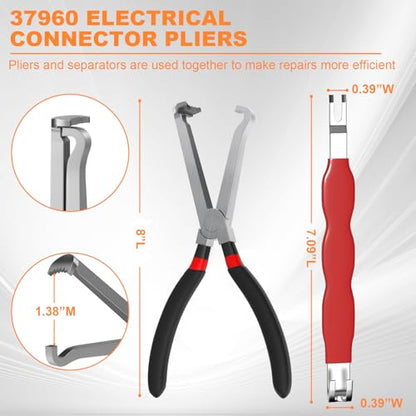 Electrical Disconnect Pliers 37960, 8in Automotive Electrical Connector Disconnect Separator Pliers13120, Electrical Disconnect Remove Tool Electrical Plug Tools Pliers for Cars (2025 Upgrade) - color: 1*red Straight