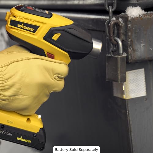 Wagner SprayTech 2467225 FURNO 550 18V Variable Temp Cordless Crafts, Wire Shrinking, Defrosting Pipes, with 2 Nozzles – Bare Tool Heat Gun, Yellow - size: FURNO 550 Cordless (Bare Tool)