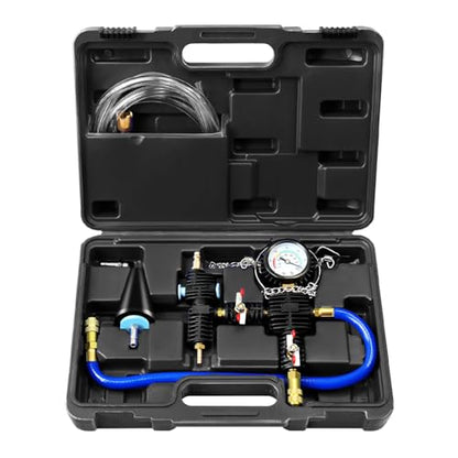 JIFETOR Cooling System Vacuum Purge Radiator Coolant Refill Tool Kit, Universal Automotive Water Tank Pneumatic Vacuum Antifreeze Change Filler Set, with Adapter Case Hose for Car Van SUV Truck - color: Black Case